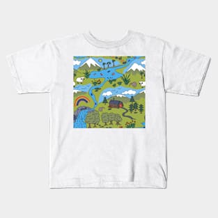 Time for a Hike - Kiwi Style to the Waterfall we go Kids T-Shirt